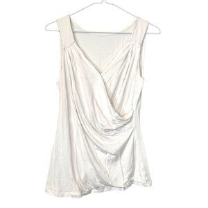 Nordstrom Rack Surplice Faux Wrap Sleeveless Tank Top White Medium
